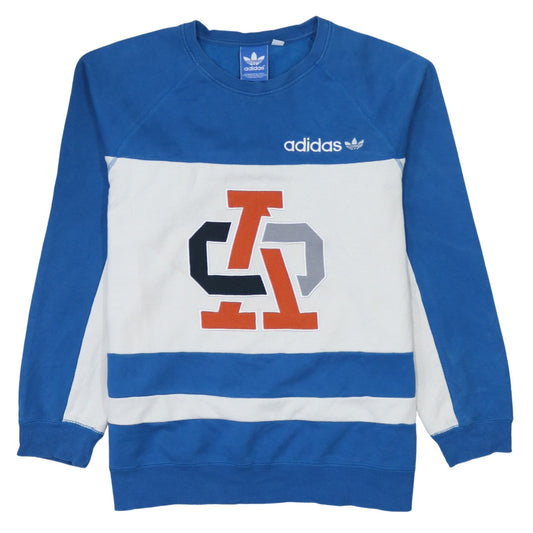 Adidas Men’s Blue White Sweatshirt Pullover M Logo Graphic Sports