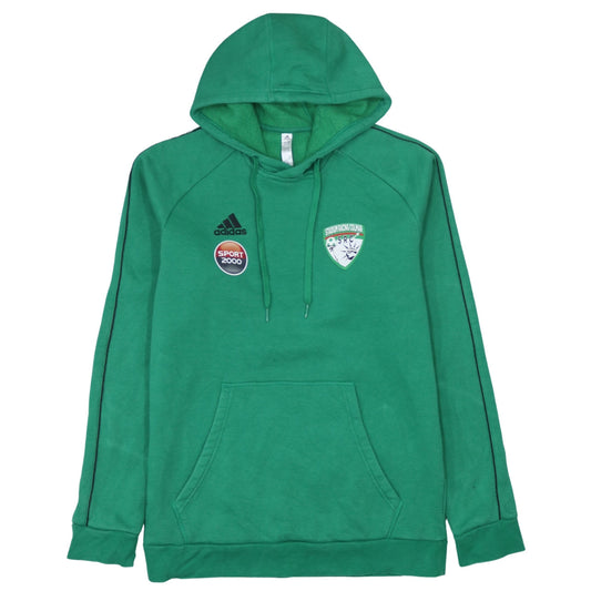 Additional front view of Adidas Men’s Green Pullover Hoodie L Sports Logo Fleece Football Rugby