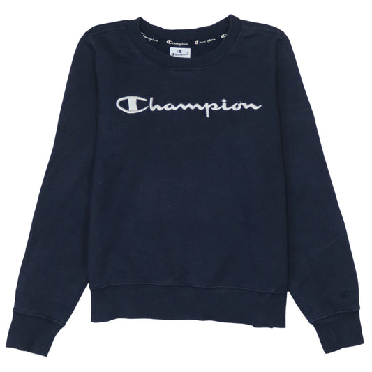 Champion Women’s Blue Small Pullover Sweatshirt Logo Crew Neck