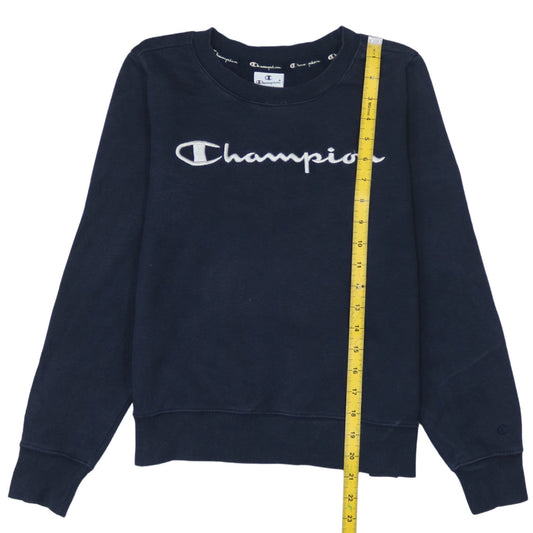 Champion Women’s Blue Small Pullover Sweatshirt Logo Crew Neck
