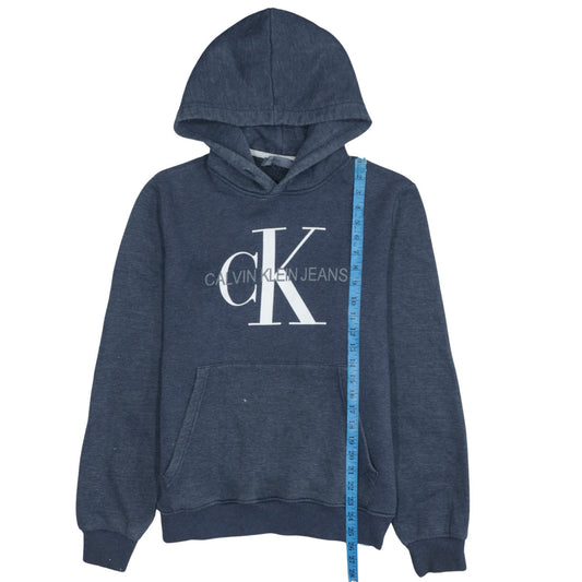 Calvin Klein Jeans Men’s Blue Logo Pullover Hoodie Size L