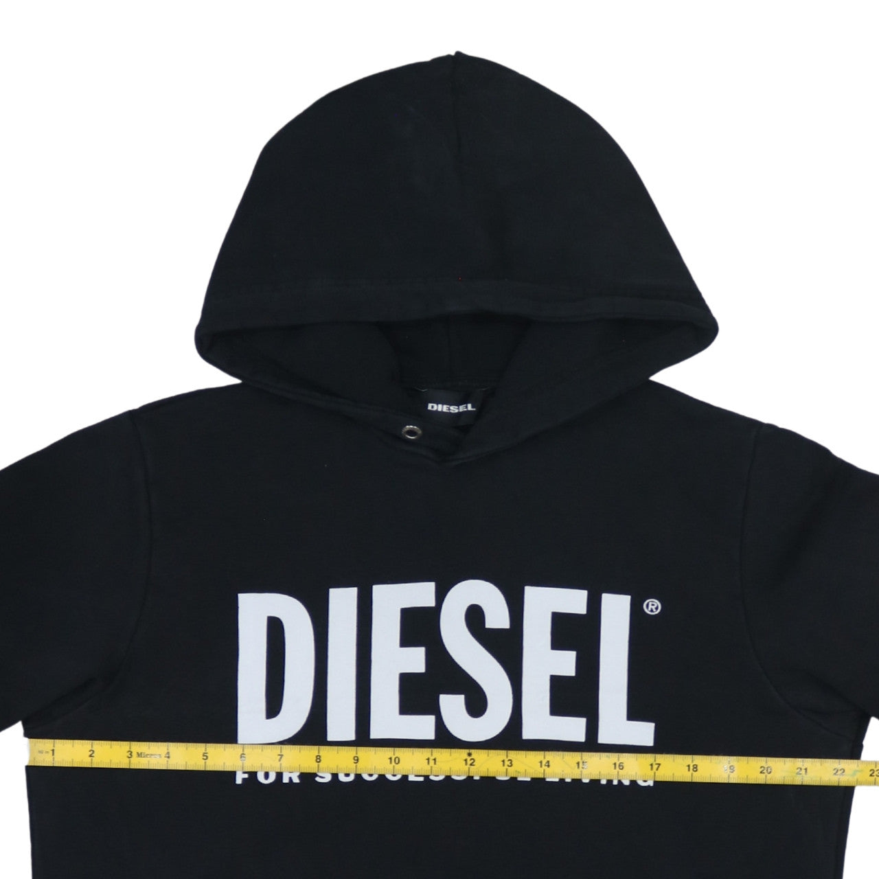 Diesel Mens Black Pullover Hoodie Size M Logo Graphic Cotton