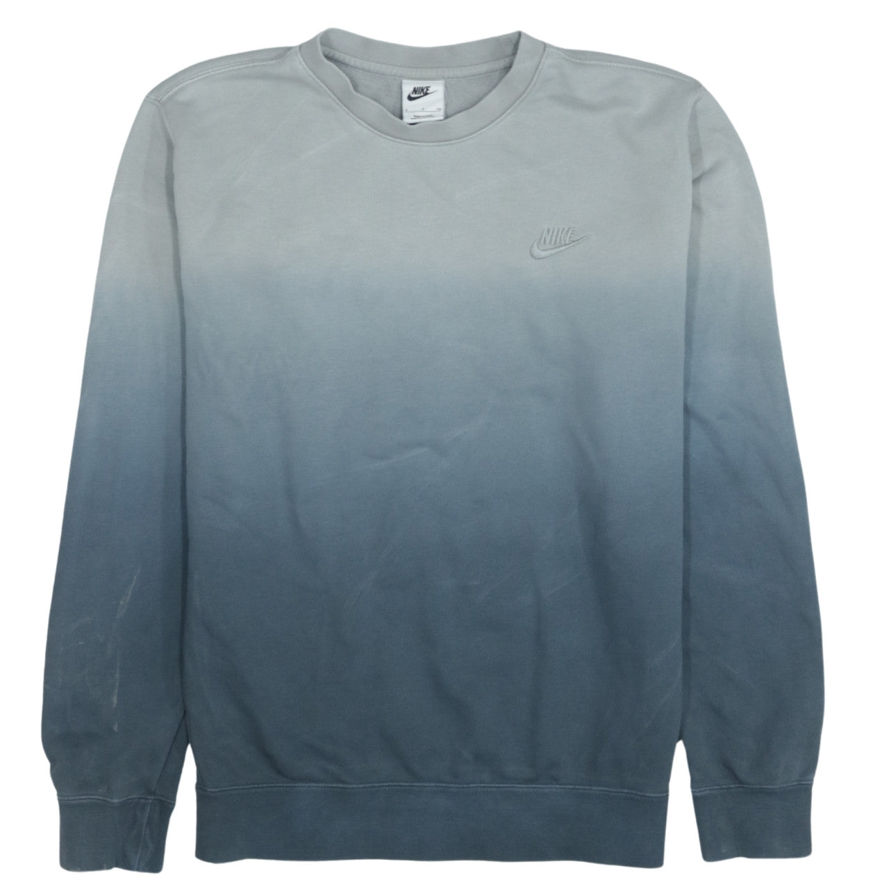 Nike Mens Blue Ombre Sweatshirt S Pullover Crew Neck Logo