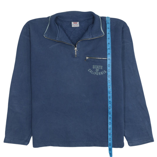 Levi's Men's Blue Half Zip Sweatshirt Size M Retro USA Logo