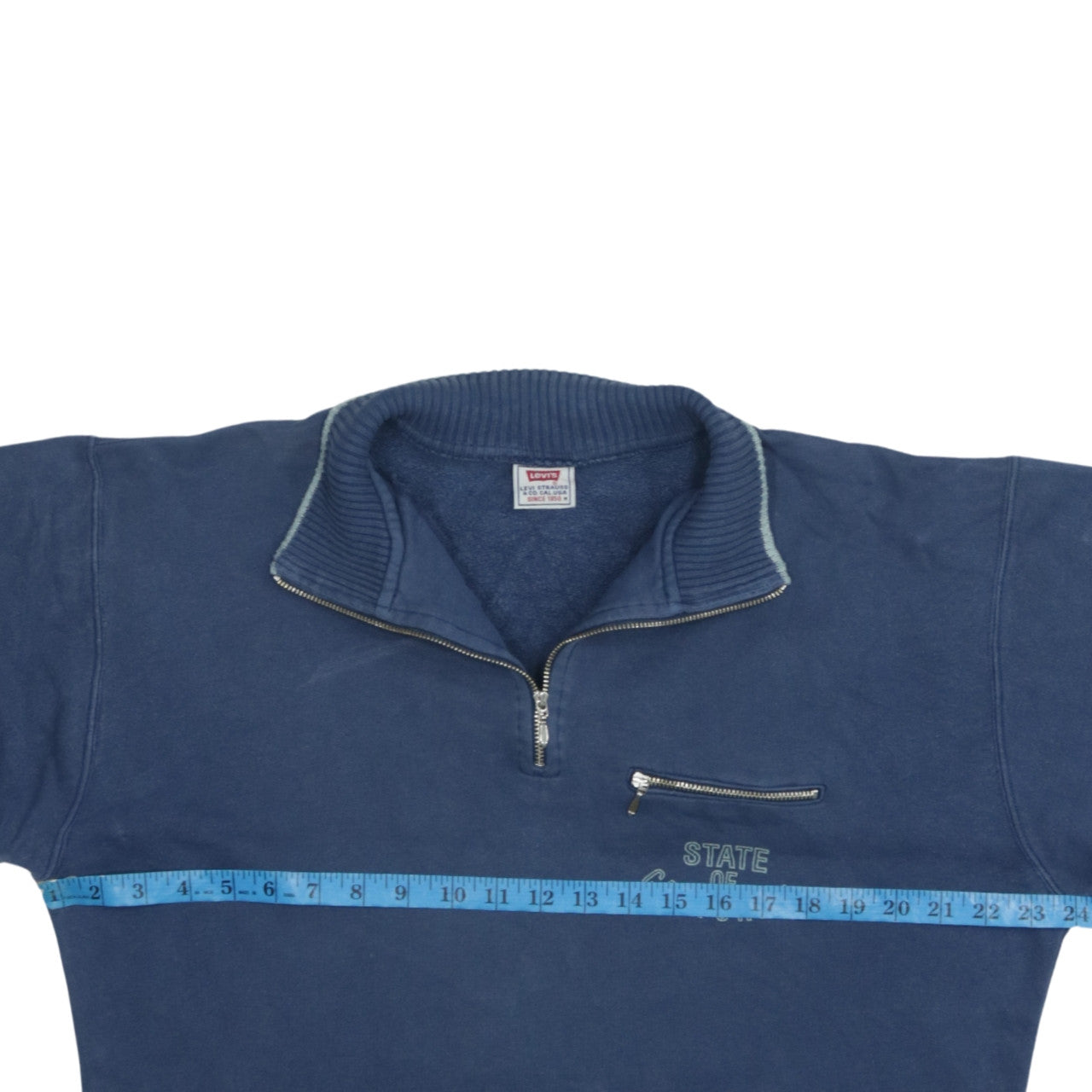 Levi's Men's Blue Half Zip Sweatshirt Size M Retro USA Logo