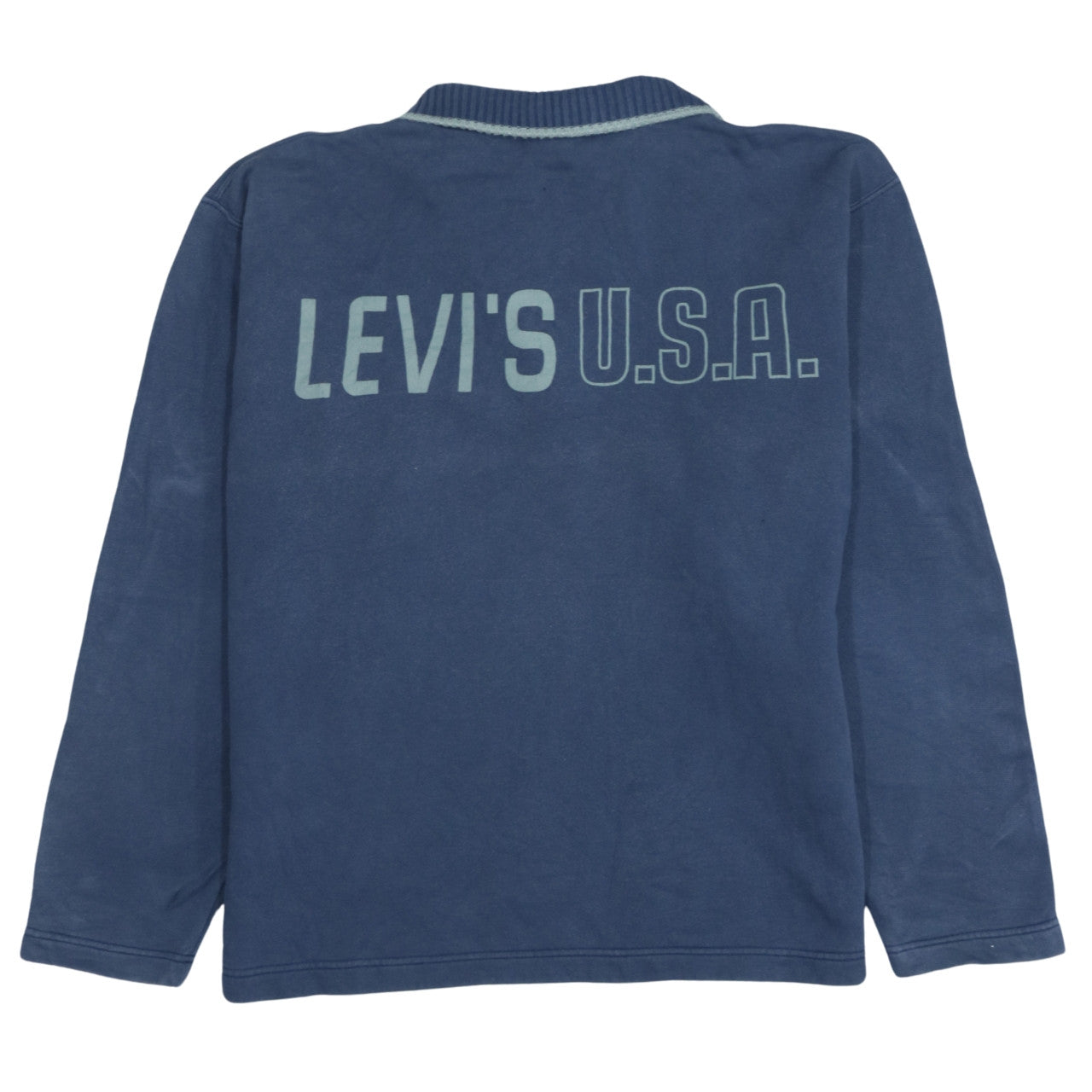 Levi's Men's Blue Half Zip Sweatshirt Size M Retro USA Logo