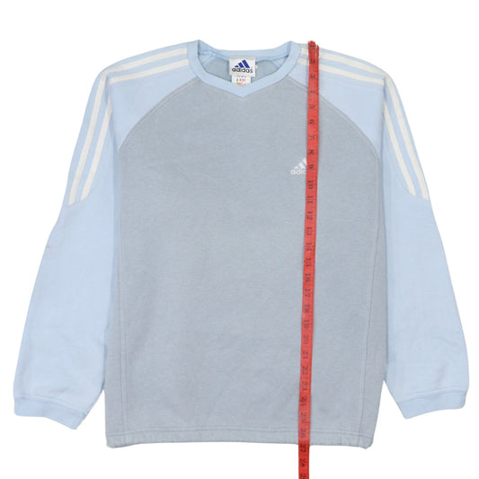 Adidas Women’s Blue Pullover Sweatshirt Size 10 Crew Neck Logo Sportswear