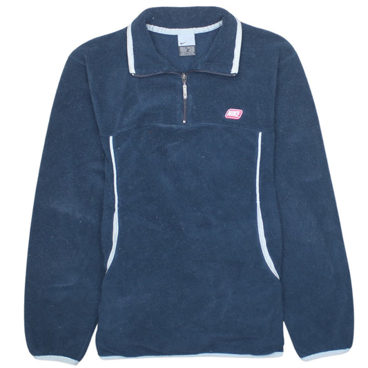 Nike Mens Blue Small Fleece 1/4 Zip Sweatshirt Pullover Logo