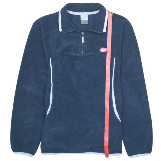 Nike Mens Blue Small Fleece 1/4 Zip Sweatshirt Pullover Logo