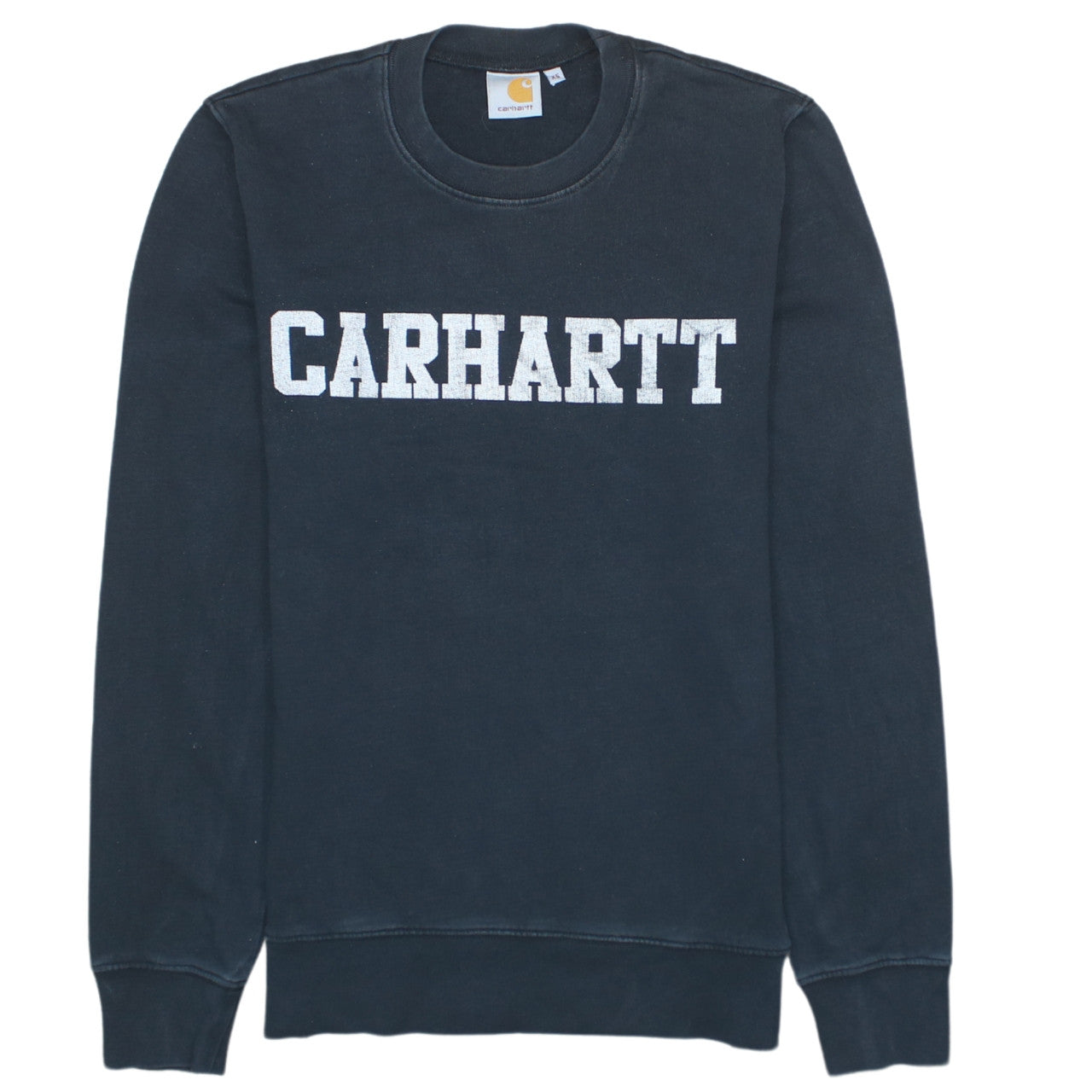 Carhartt Mens Black XS Pullover Sweatshirt Crew Neck Logo Cotton