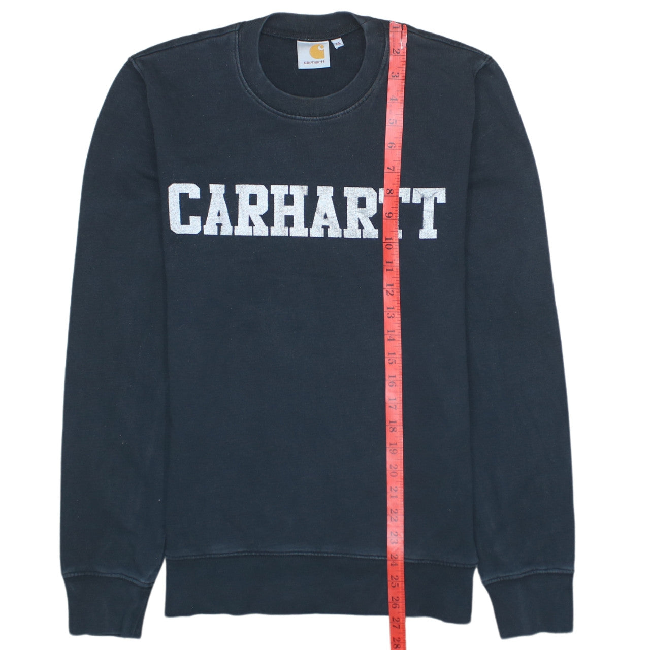 Carhartt Mens Black XS Pullover Sweatshirt Crew Neck Logo Cotton