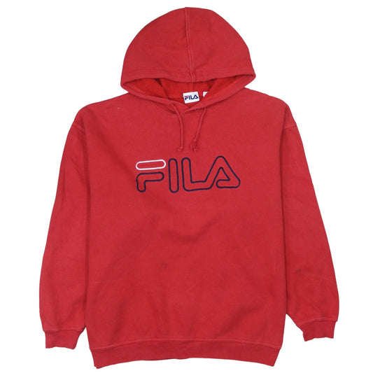 Fila Men’s Red Pullover Hoodie Size L Logo Graphic Hooded Sweatshirt