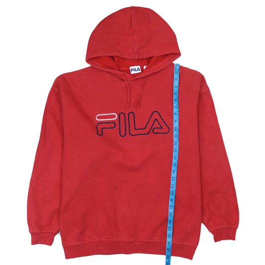 Fila Men’s Red Pullover Hoodie Size L Logo Graphic Hooded Sweatshirt