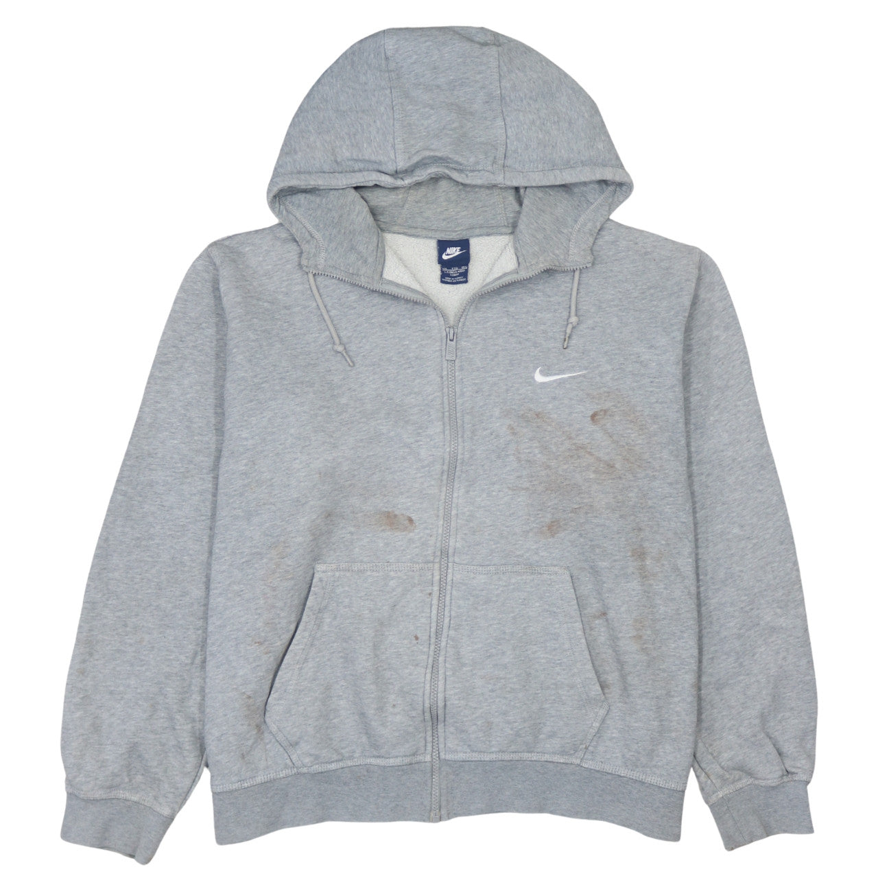 Nike Men’s Grey 2XL Full Zip Hoodie Long Sleeve Cotton Blend