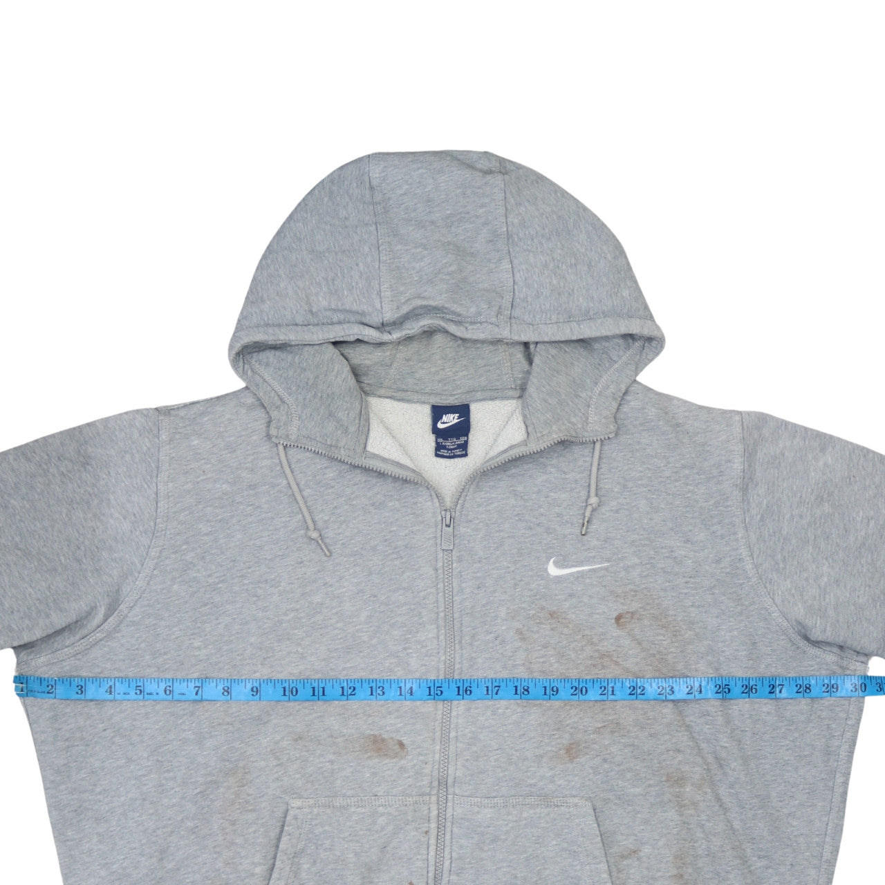 Nike Men’s Grey 2XL Full Zip Hoodie Long Sleeve Cotton Blend