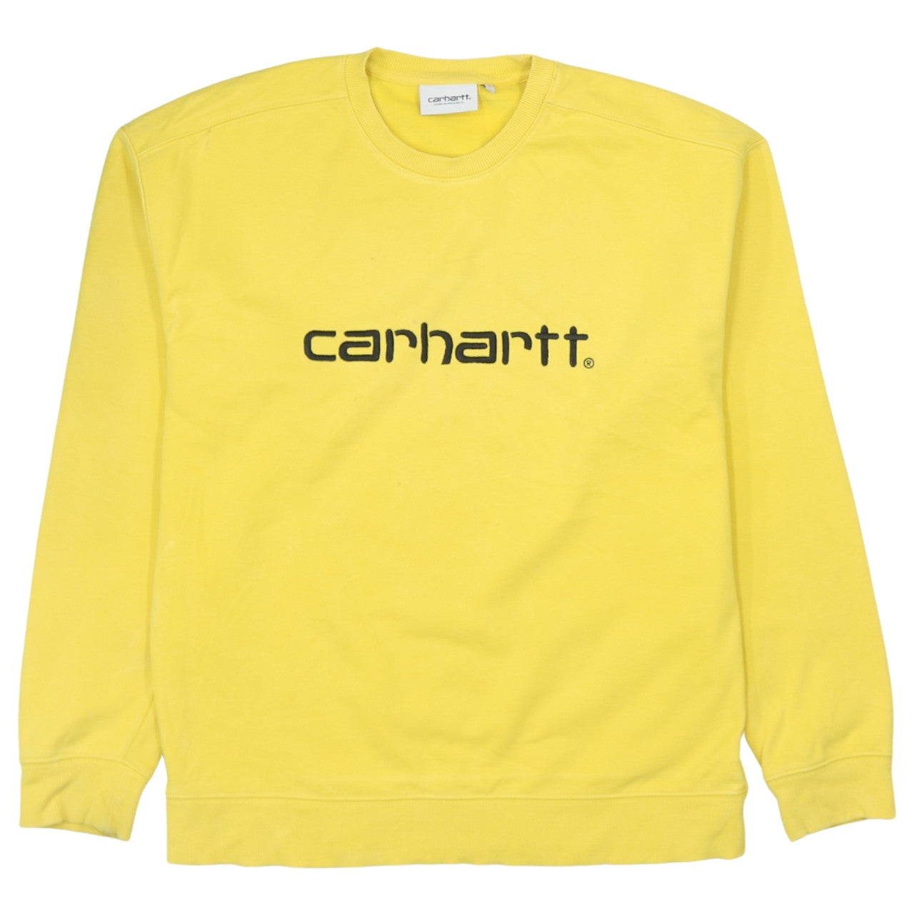 Carhartt Mens Yellow Small Crew Neck Logo Sweatshirt Regular Fit