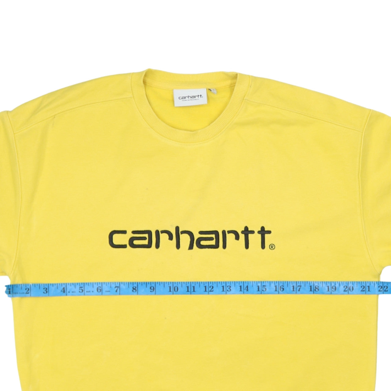 Carhartt Mens Yellow Small Crew Neck Logo Sweatshirt Regular Fit