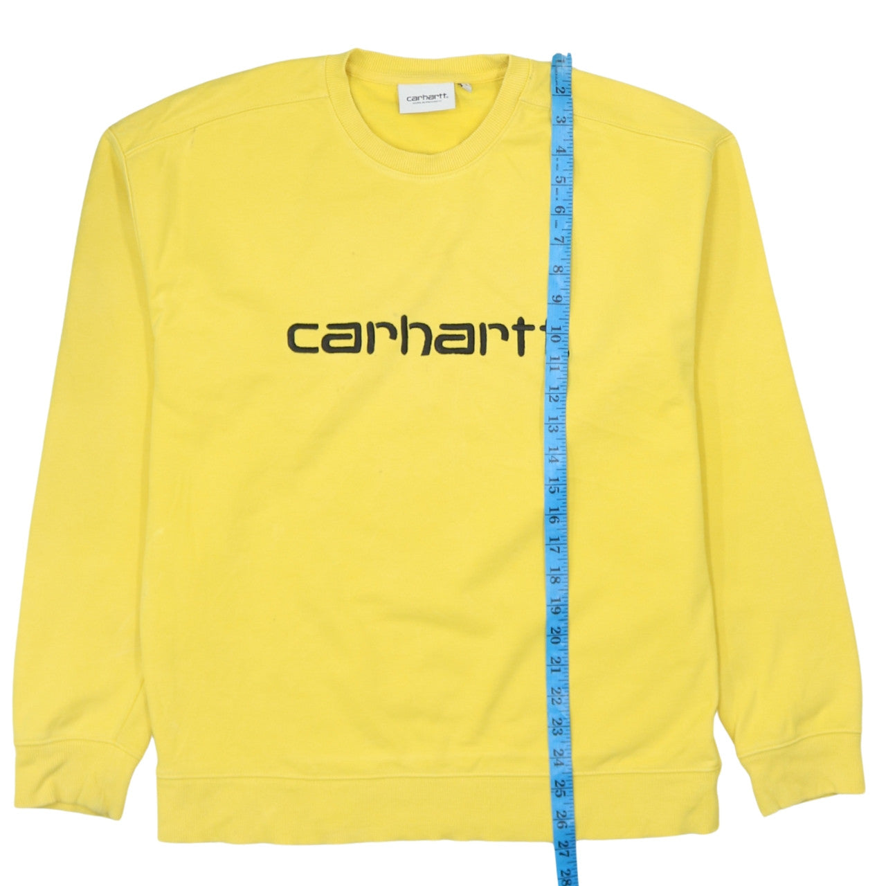 Carhartt Mens Yellow Small Crew Neck Logo Sweatshirt Regular Fit