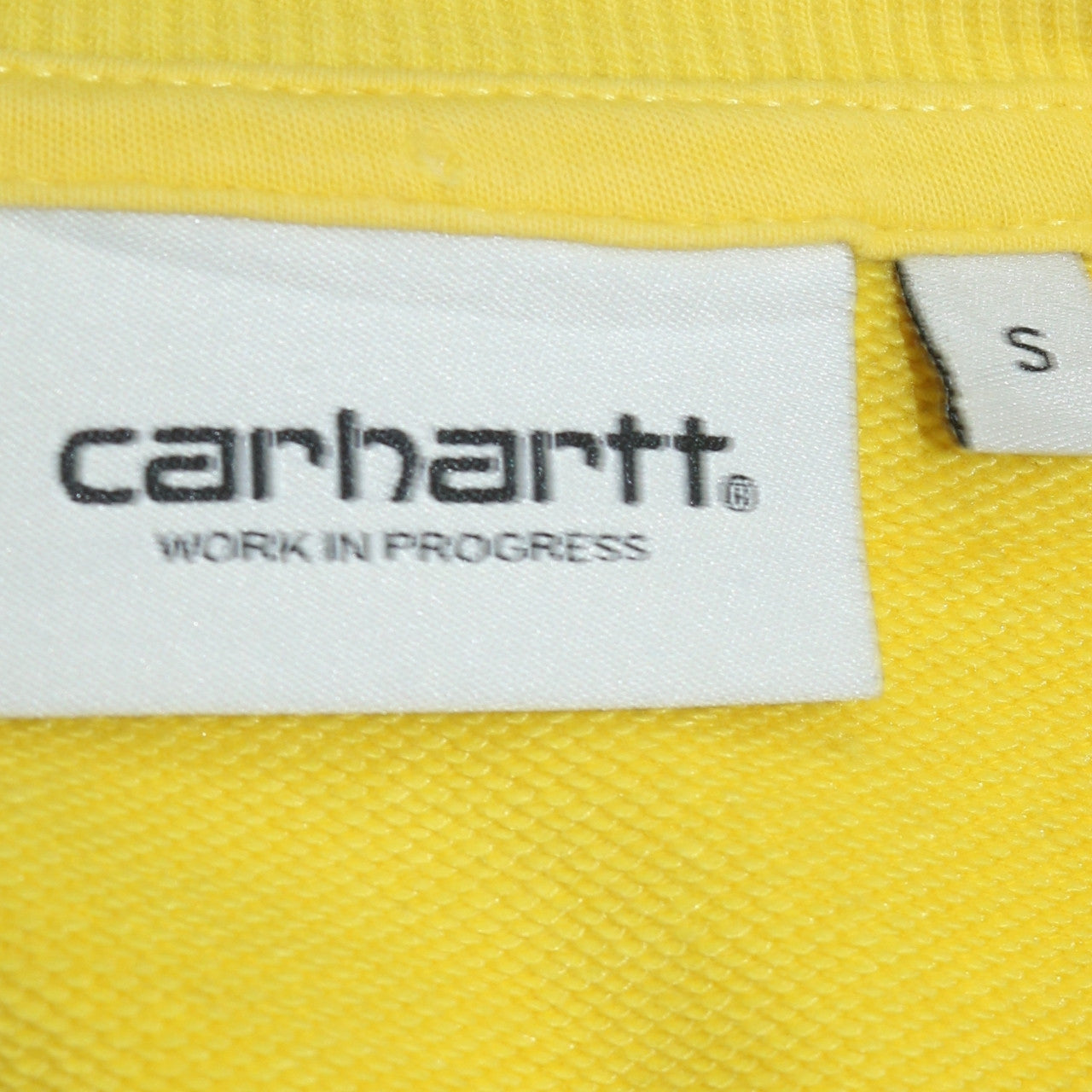 Carhartt Mens Yellow Small Crew Neck Logo Sweatshirt Regular Fit