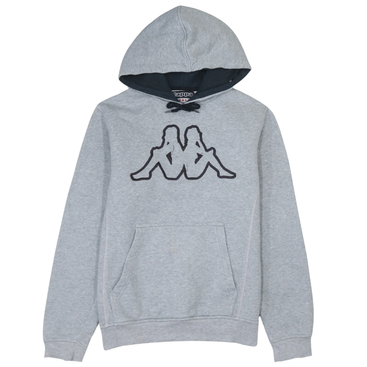Kappa Mens Grey Small Pullover Hoodie Logo Graphic Hooded Sweatshirt