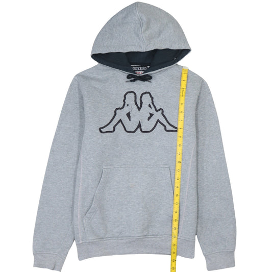 Kappa Mens Grey Small Pullover Hoodie Logo Graphic Hooded Sweatshirt