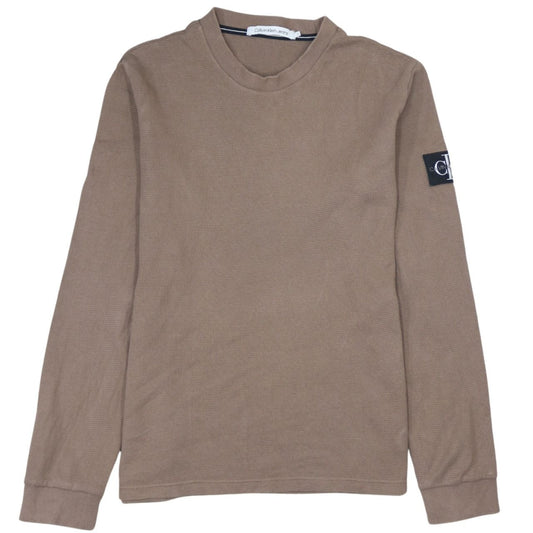 Calvin Klein Jeans Men’s Beige XL Pullover Sweatshirt Logo Crew Neck