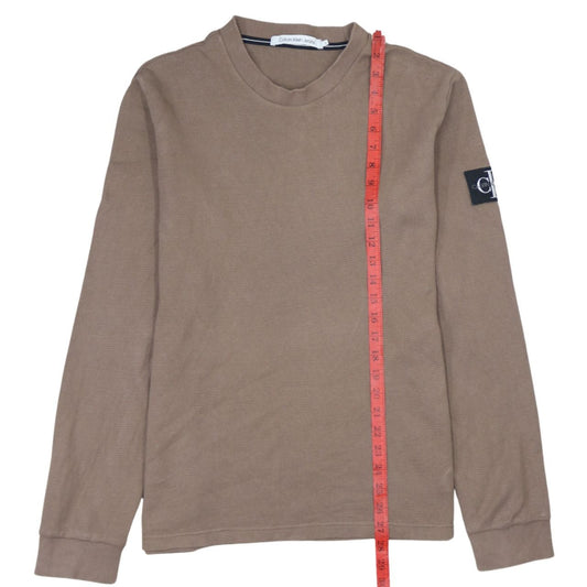 Calvin Klein Jeans Men’s Beige XL Pullover Sweatshirt Logo Crew Neck