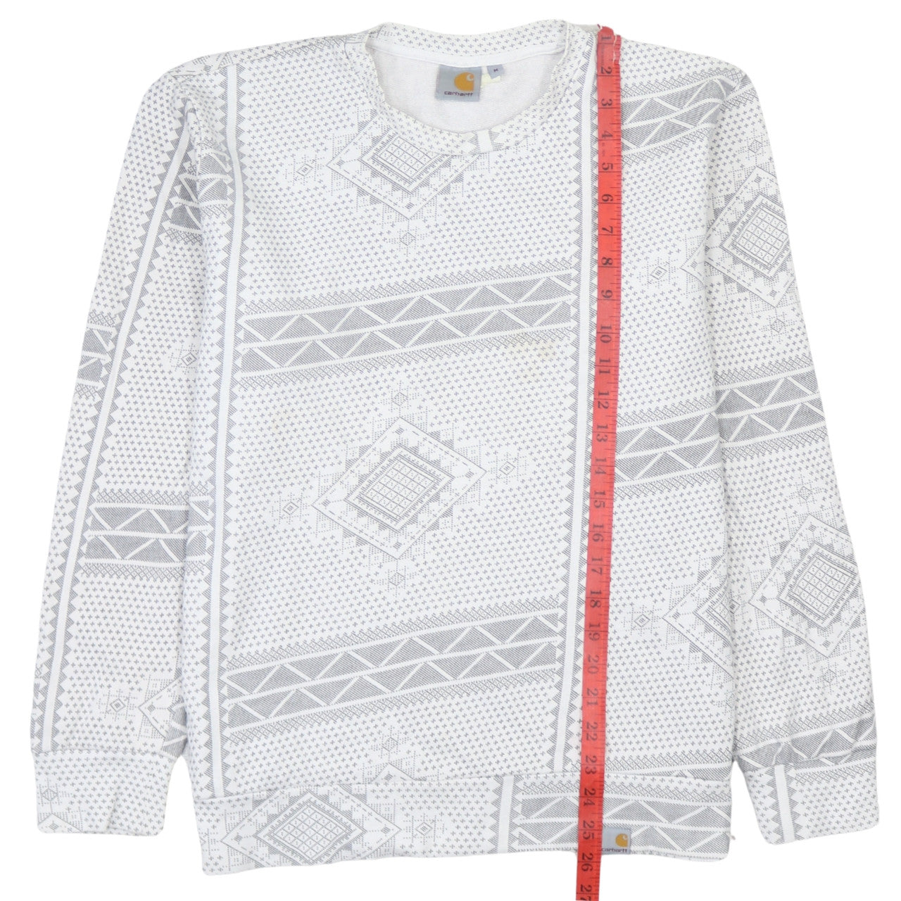 Carhartt Men's White Aztec Sweatshirt M Pullover Cotton Crew Neck