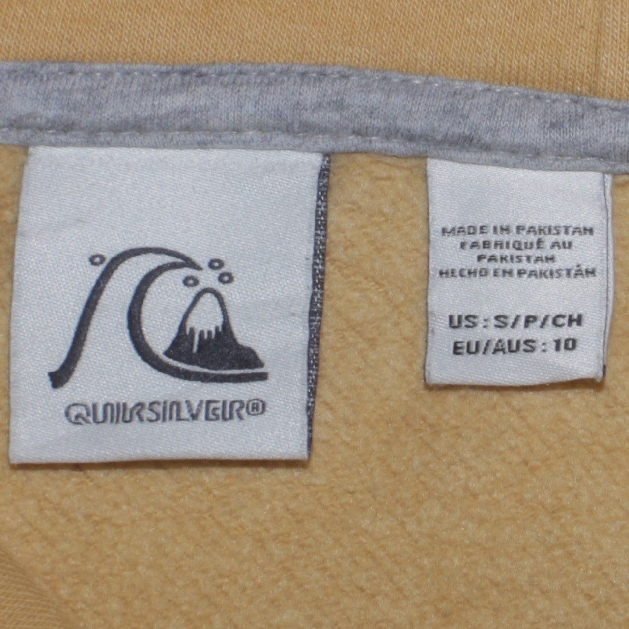 Quiksilver Mens Beige Pullover Hoodie Small Regular Fit Logo