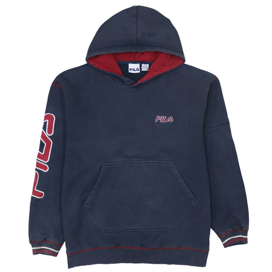 Fila Men’s Blue Pullover Hoodie L Long Sleeve Logo Sportswear