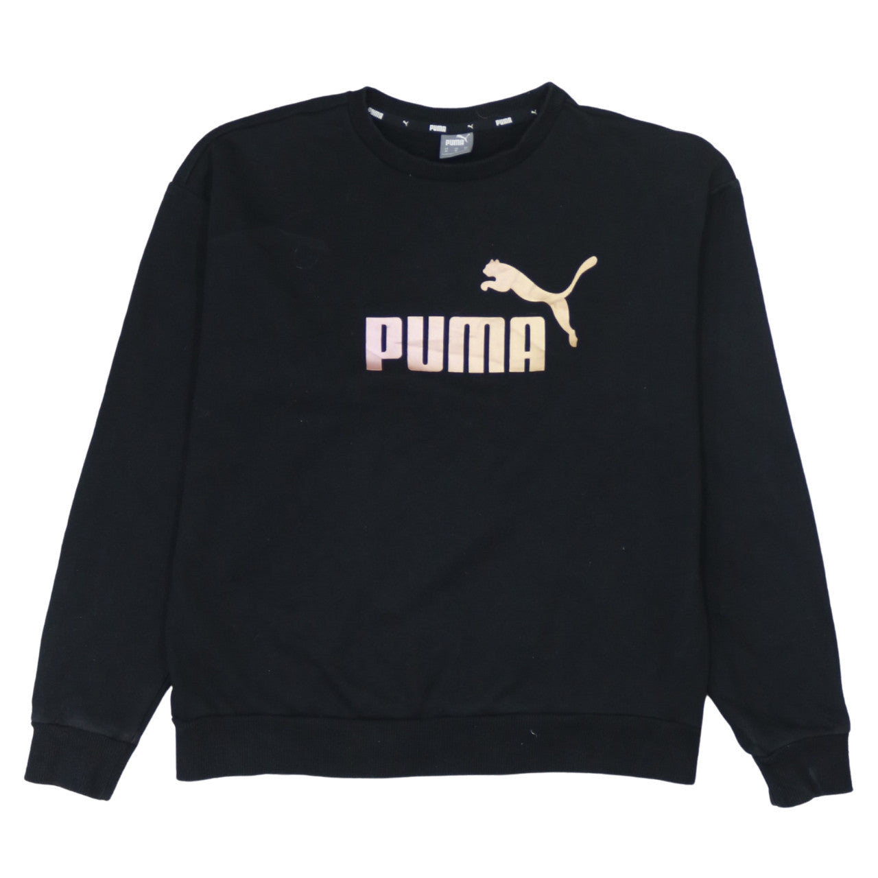 Puma Women Black M Pullover Sweatshirt Logo Graphic Long Sleeve