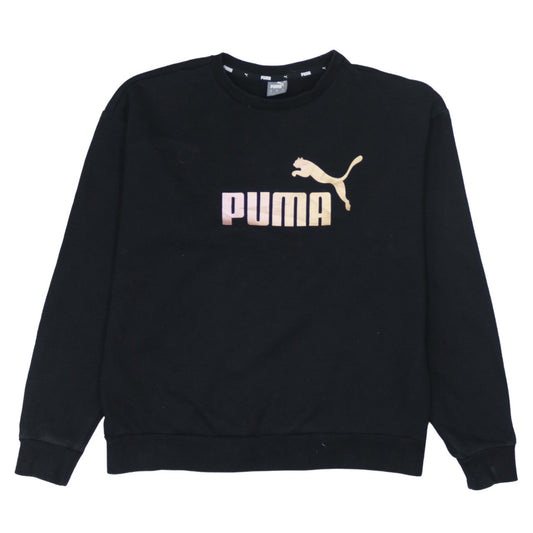 Puma Women Black M Pullover Sweatshirt Logo Graphic Long Sleeve