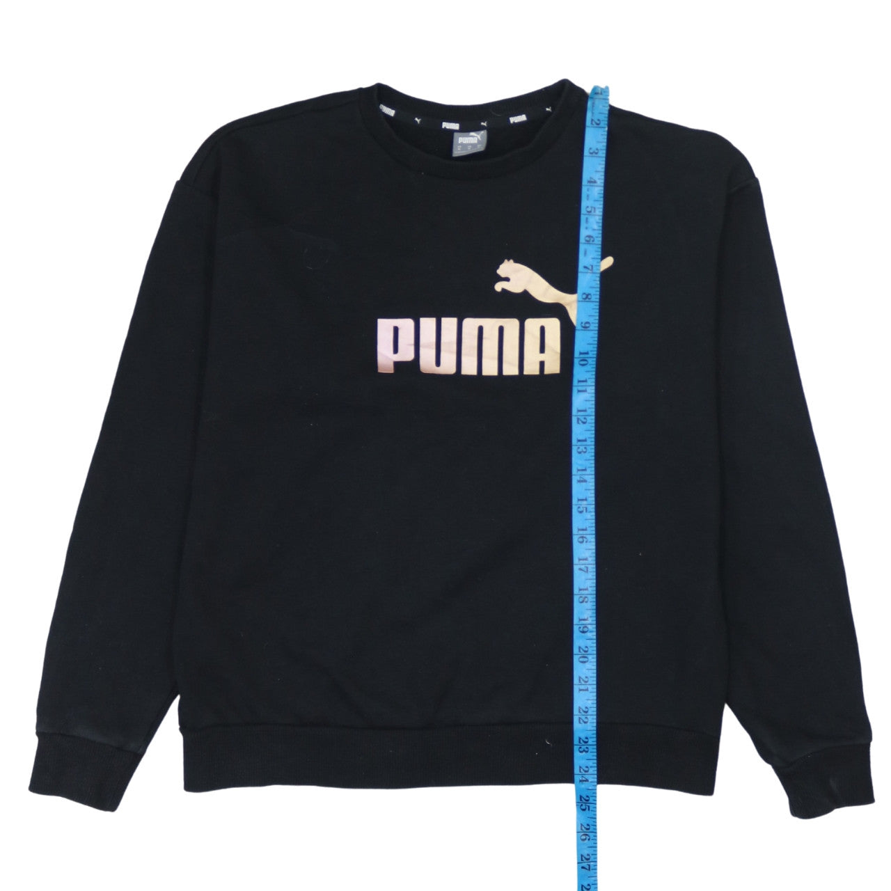 Puma Women Black M Pullover Sweatshirt Logo Graphic Long Sleeve