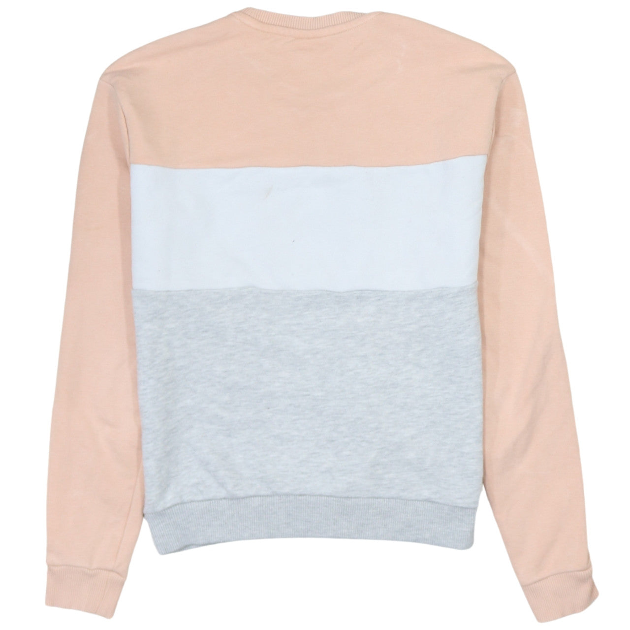 Fila Womens Sweatshirt XS Beige Grey Colourblock Crew Neck Logo