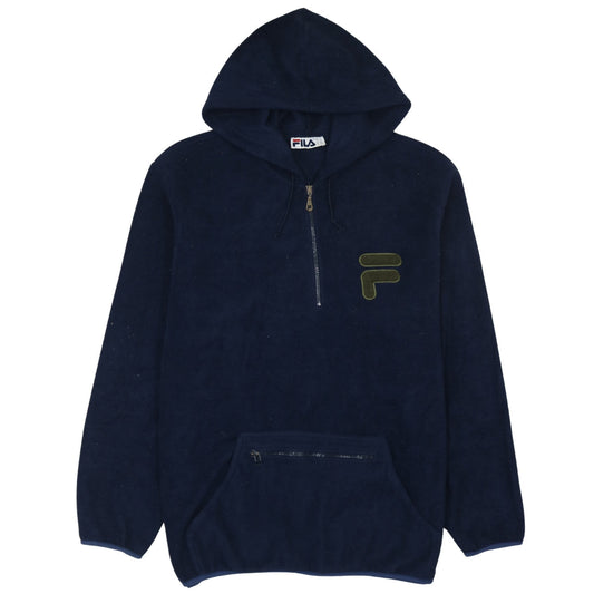 Fila Men’s Blue XL Pullover Hoodie Fleece 1/2 Zip Logo Sportswear