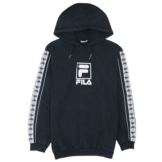 Additional front view of Fila Men’s Black Pullover Hoodie S Logo Sportswear Long Sleeve