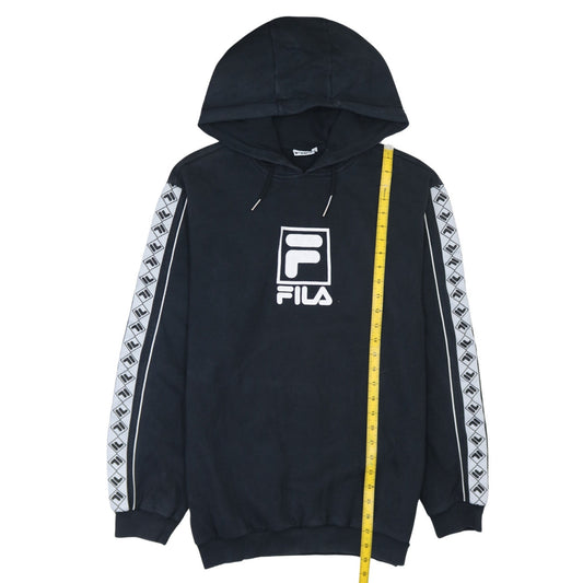 FILA Men’s Black Pullover Hoodie S Logo Sportswear Long Sleeve