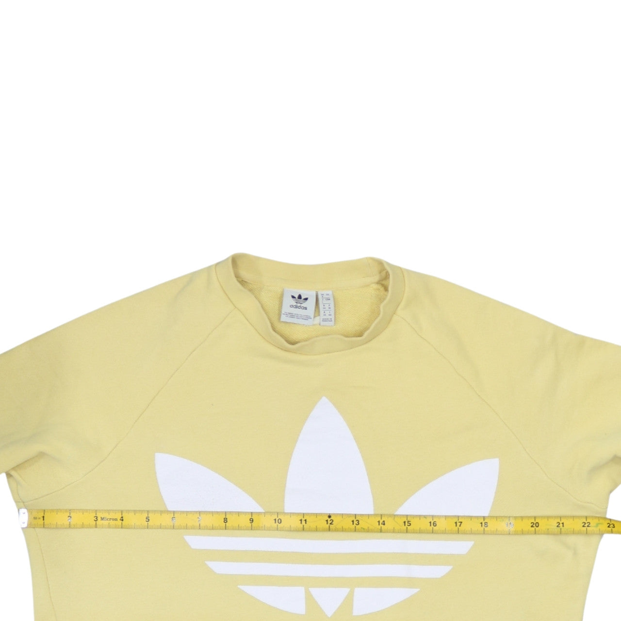 Adidas Womens Yellow Logo Sweatshirt UK 8 Pullover Cotton Blend
