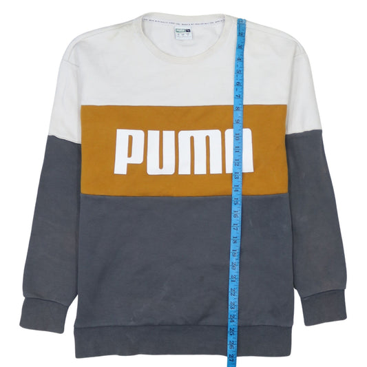 Puma Men’s Grey White Gold Logo Pullover Sweatshirt Size S