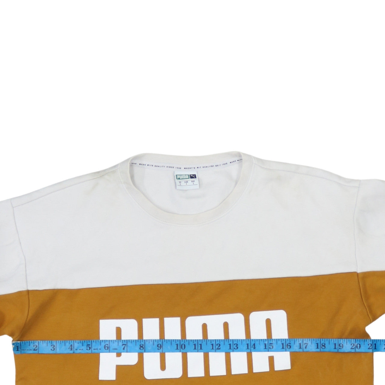 Puma Men’s Grey White Gold Logo Pullover Sweatshirt Size S
