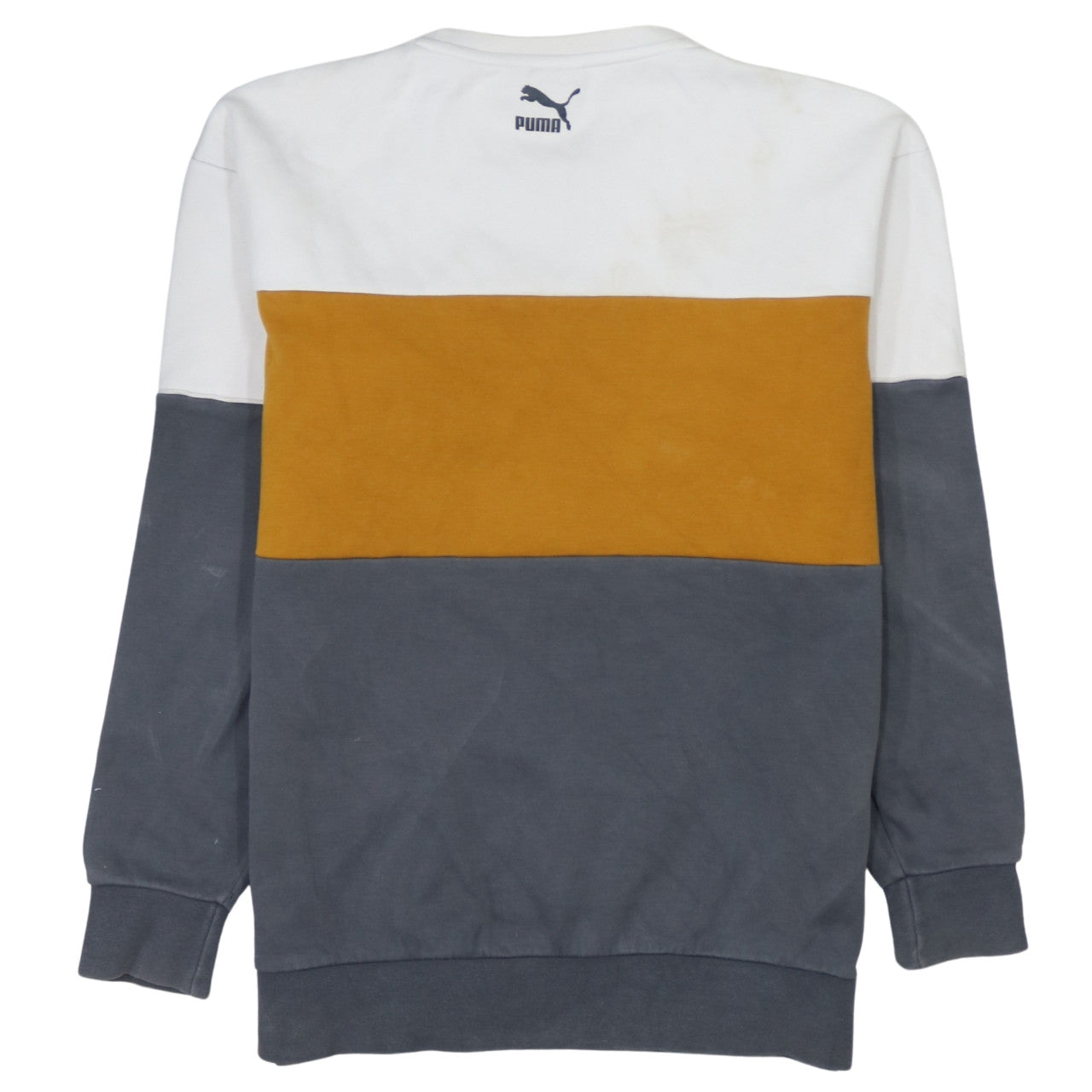 Puma Men’s Grey White Gold Logo Pullover Sweatshirt Size S