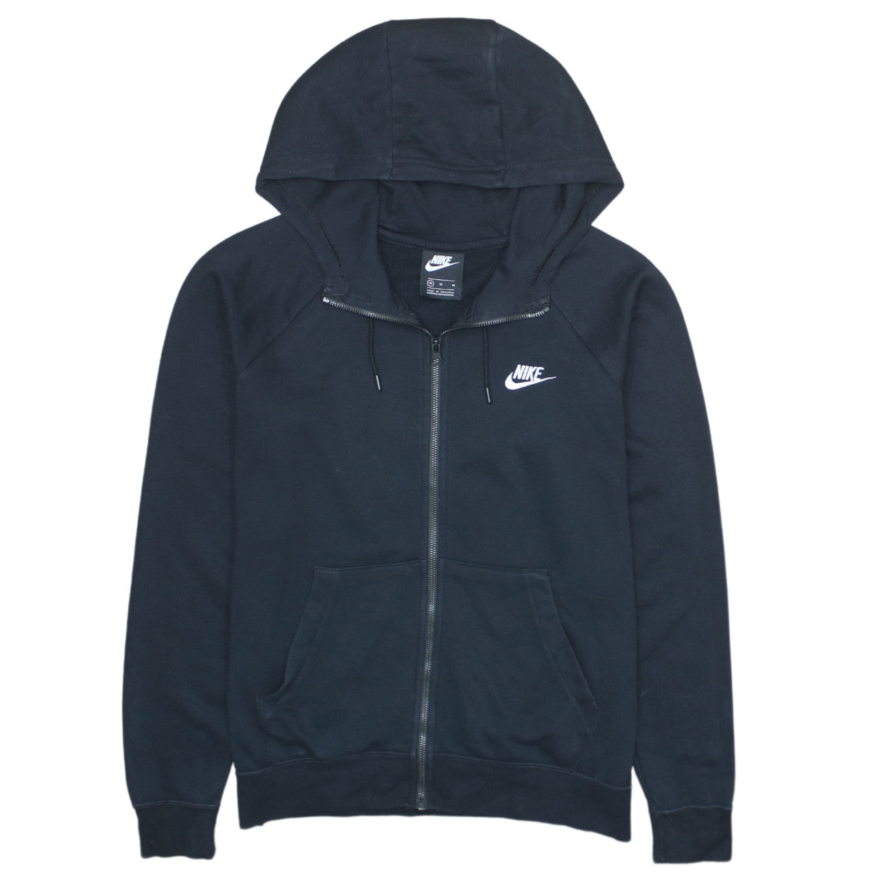 Nike Men’s Black Full Zip Hoodie Medium Fleece Logo Sweatshirt