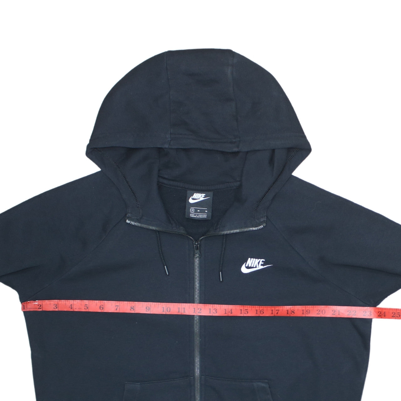 Nike Men’s Black Full Zip Hoodie Medium Fleece Logo Sweatshirt