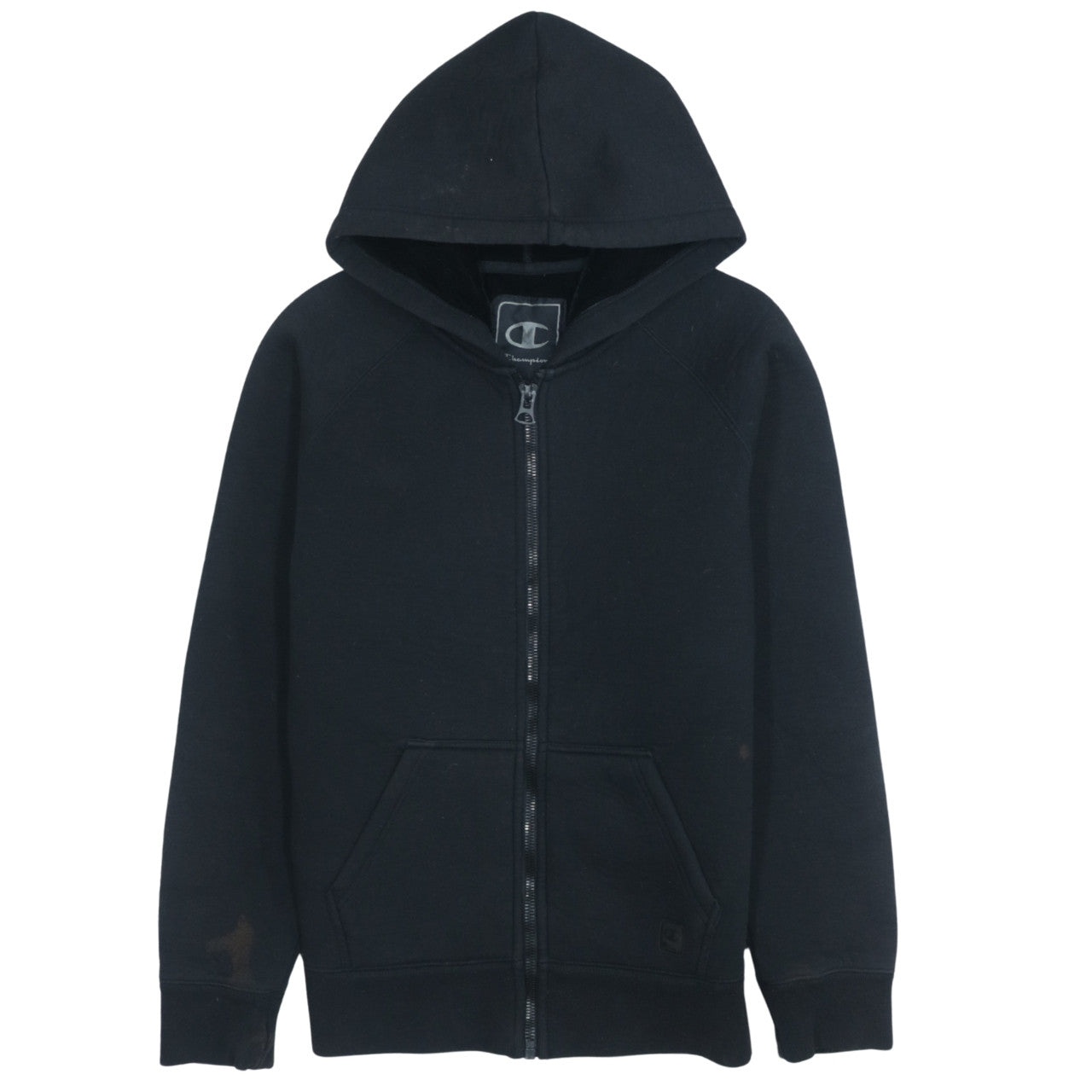 Champion Men Black Medium Full Zip Hoodie Sweatshirt with Logo