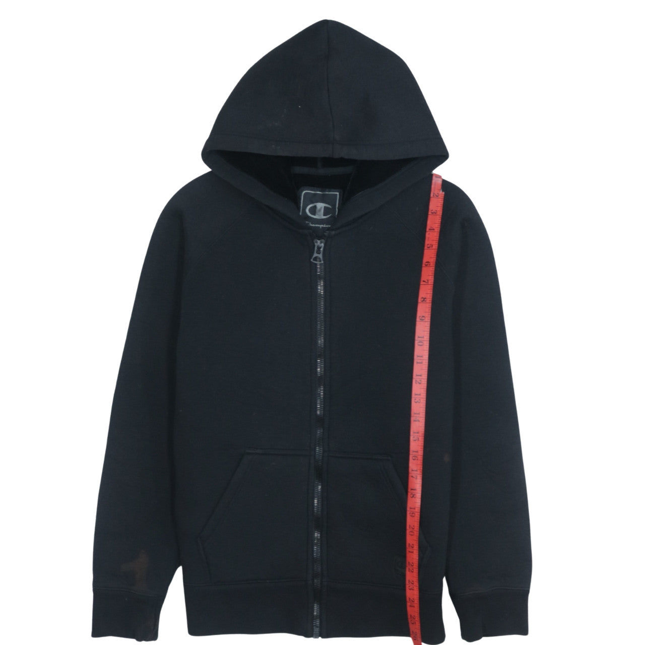 Champion Men Black Medium Full Zip Hoodie Sweatshirt with Logo