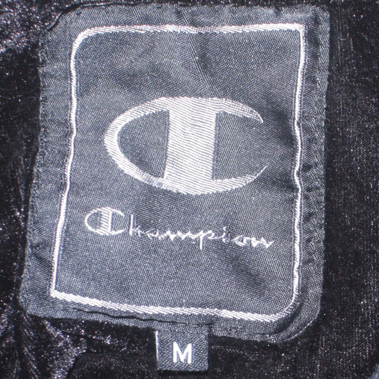 Champion Men Black Medium Full Zip Hoodie Sweatshirt with Logo