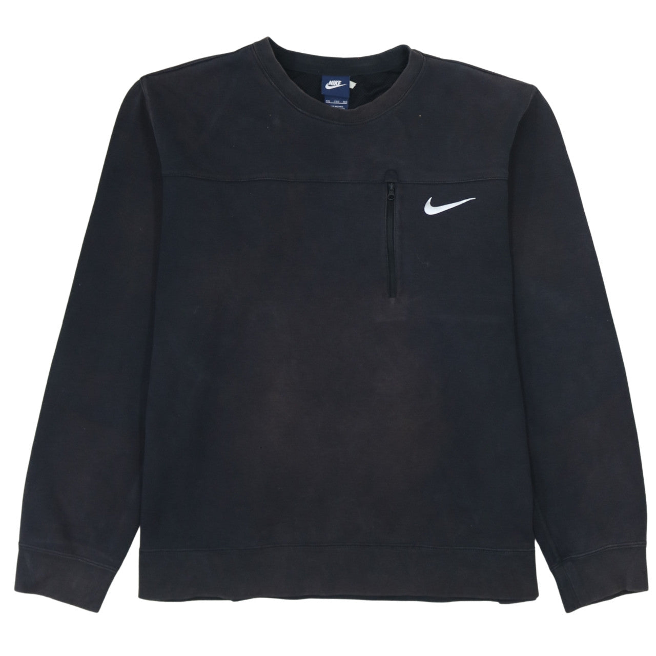 Nike Men’s Black 2XL Pullover Crew Neck Sweatshirt with Zip Pocket