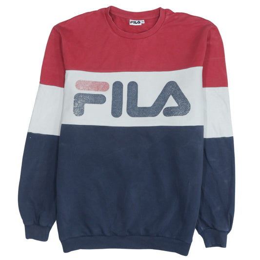 Fila Men’s Red White Blue Colour Block Sweatshirt M Retro Sportswear