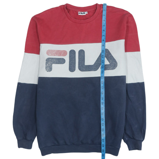 Fila Men’s Red White Blue Colour Block Sweatshirt M Retro Sportswear