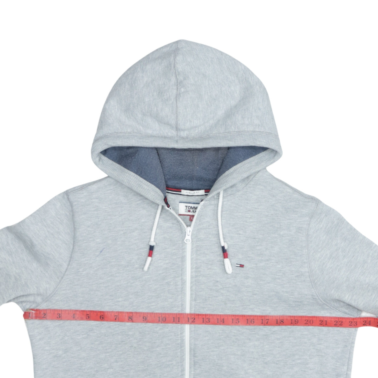 Tommy Jeans Mens Grey Full Zip Hoodie Size L Logo Casual Cotton Blend